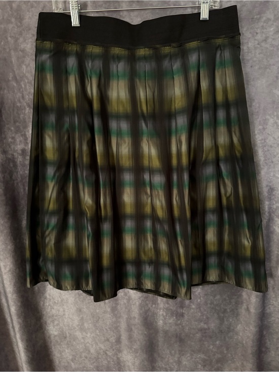 Lida Baday Dresses & Skirts - Women's Black and Green Plaid Pleated Skirt
